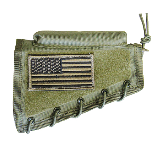 Green Tactical Stock Riser Cheek Rest + USA FLAG Patch + Pouch