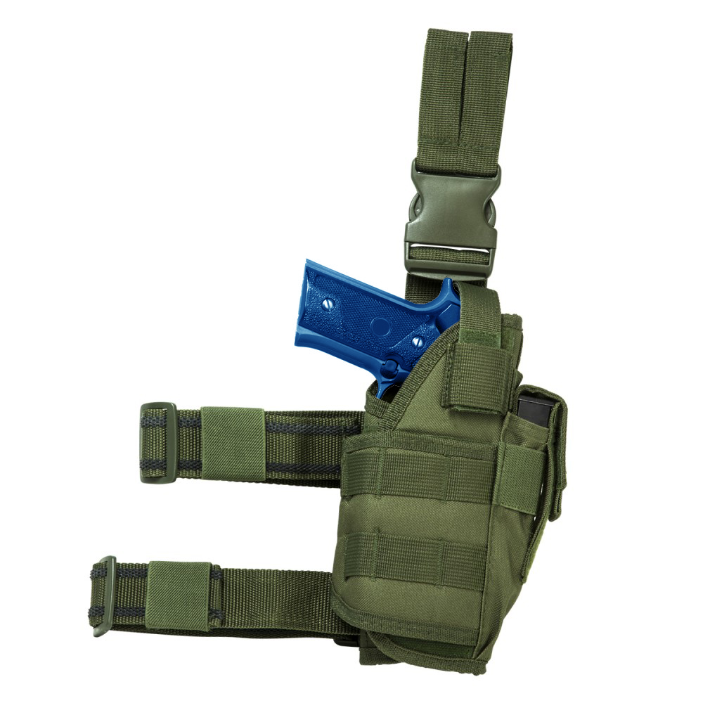 Drop Leg Green Holster fits Pistol With Light / Laser Attached