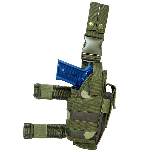 Drop Leg Wood Camo Holster fits Pistol With Light/Laser Attached