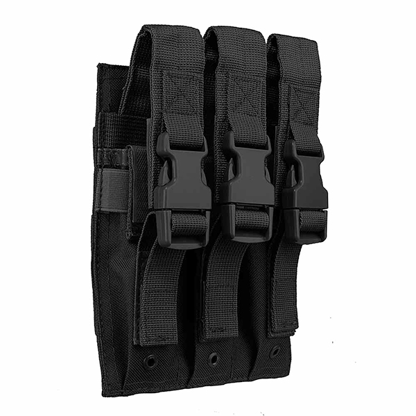 MOLLE 3 Pocket Tactical Black Pouch fits 9mm GLOCK 24rd 27rd 33rd ...