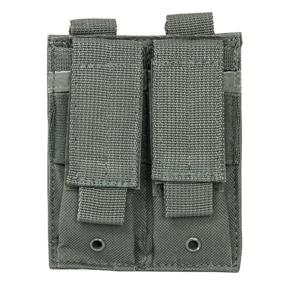 VISM Grey Color 2 Pocket MOLLE Pistol Magazine Carrier Pouch