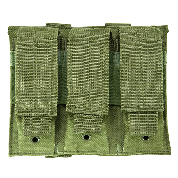 VISM Green Color Triple Pocket Pistol Magazine MOLLE Pouch - Click Image to Close