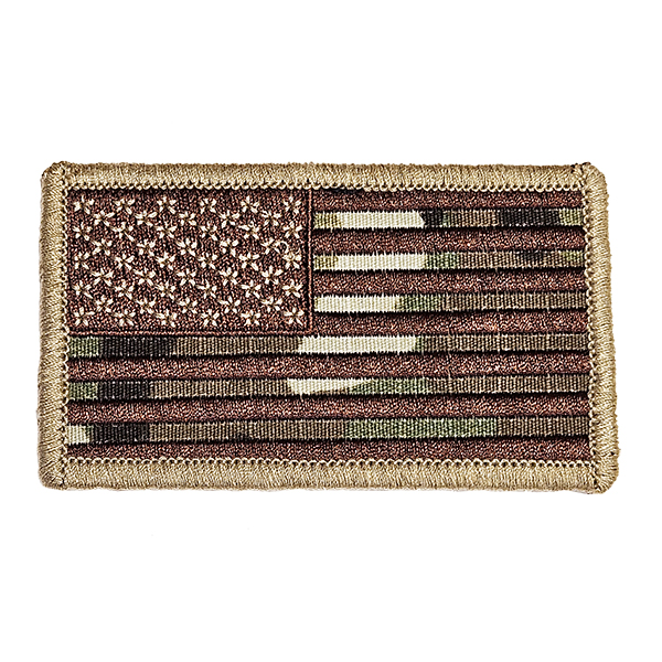 USA Flag Moral Patch Multicam Camo Pattern Hook Loop Material