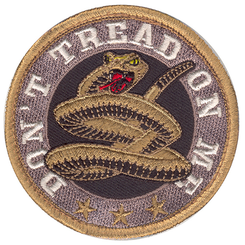 Don't Tread On Me Round Moral Patch Tan Hook and Loop Material