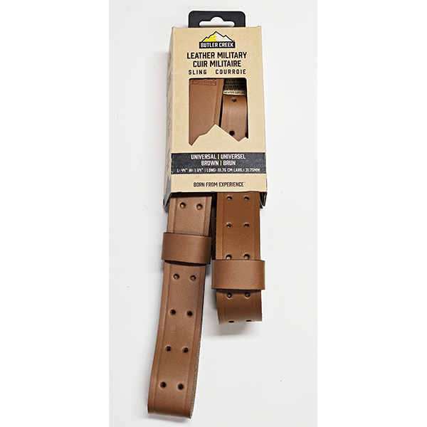 Butler Creek Dark Tan Leather Military Style 2 Point Rifle Sling